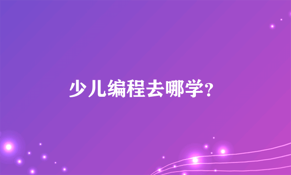 少儿编程去哪学？