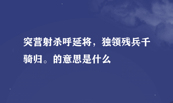 突营射杀呼延将，独领残兵千骑归。的意思是什么