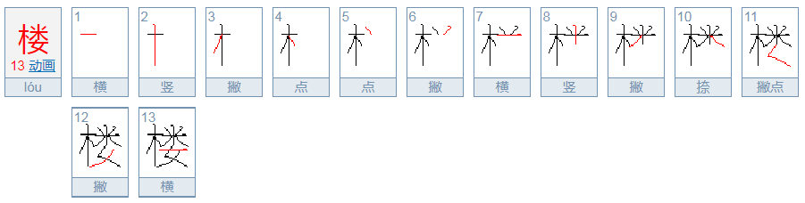 楼的笔顺怎么写