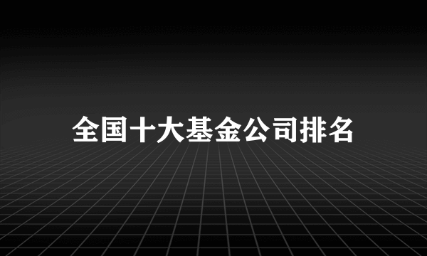 全国十大基金公司排名