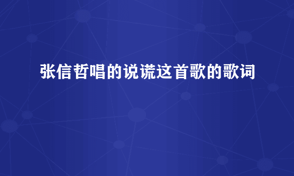 张信哲唱的说谎这首歌的歌词