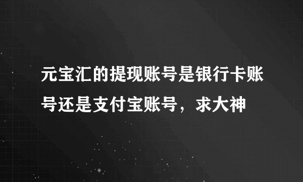 元宝汇的提现账号是银行卡账号还是支付宝账号，求大神