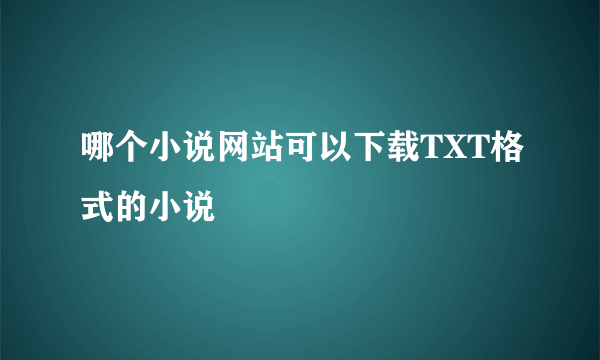 哪个小说网站可以下载TXT格式的小说