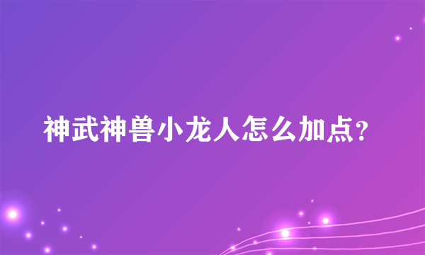 神武神兽小龙人怎么加点？