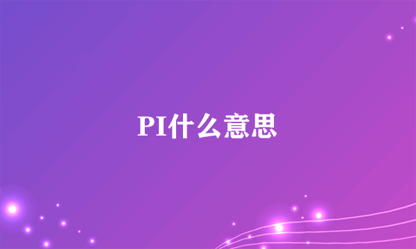 PI什么意思