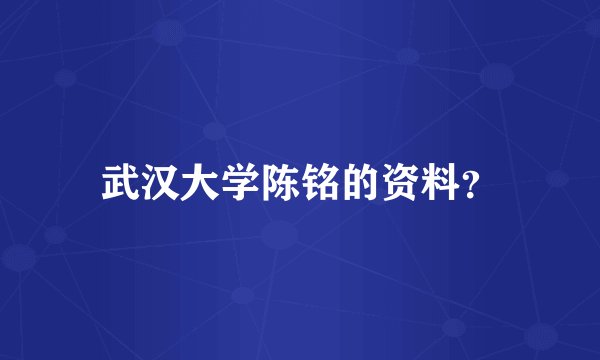 武汉大学陈铭的资料？