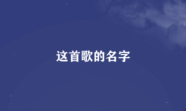 这首歌的名字