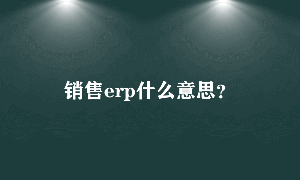 销售erp什么意思？