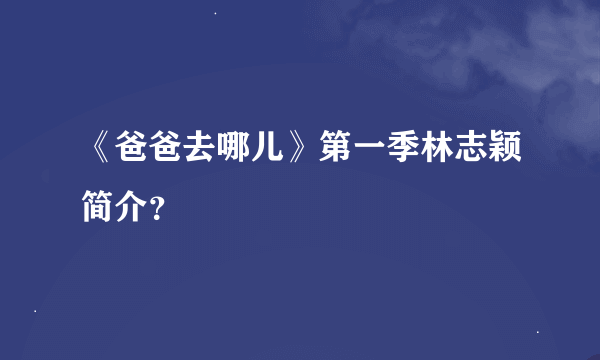 《爸爸去哪儿》第一季林志颖简介？