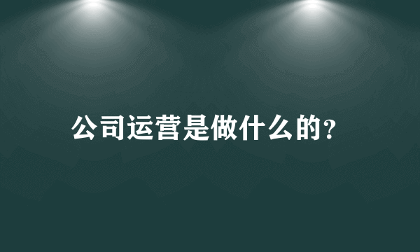 公司运营是做什么的？