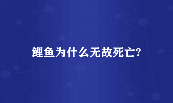 鲤鱼为什么无故死亡?