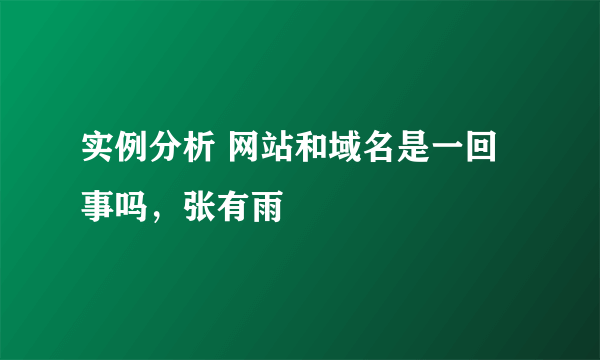 实例分析 网站和域名是一回事吗，张有雨