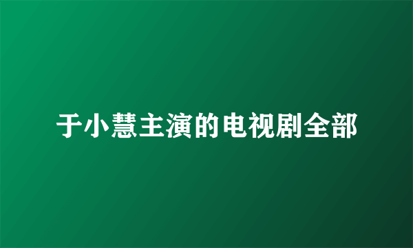 于小慧主演的电视剧全部