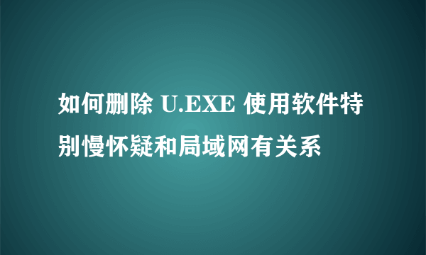 如何删除 U.EXE 使用软件特别慢怀疑和局域网有关系