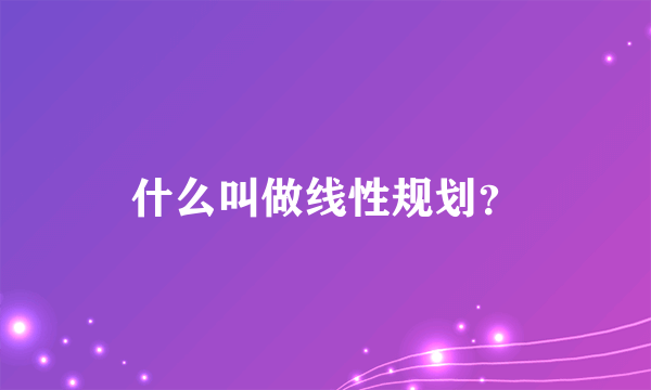 什么叫做线性规划？