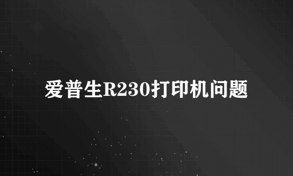 爱普生R230打印机问题