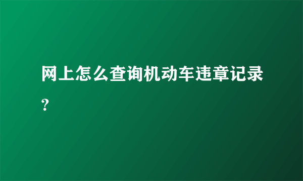 网上怎么查询机动车违章记录？