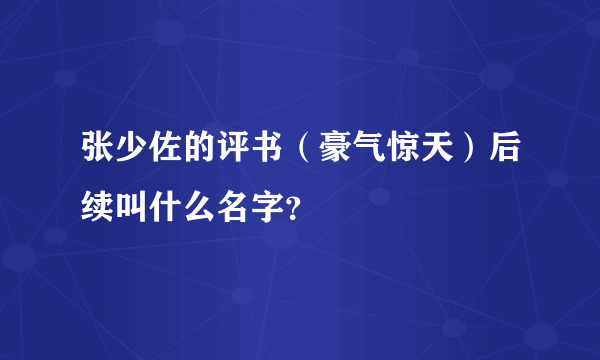 张少佐的评书（豪气惊天）后续叫什么名字？