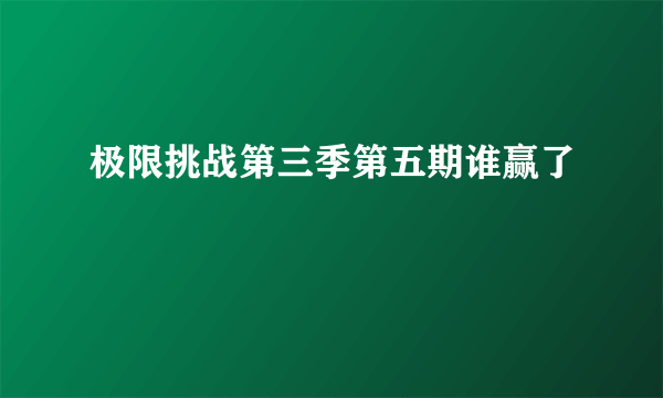 极限挑战第三季第五期谁赢了