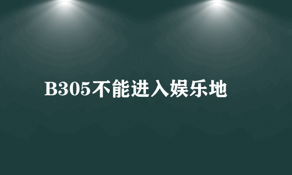 B305不能进入娱乐地帯