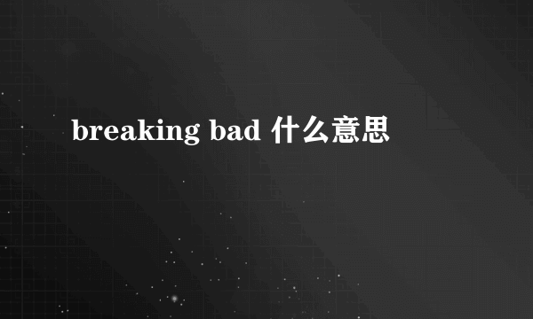 breaking bad 什么意思