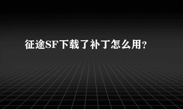 征途SF下载了补丁怎么用？