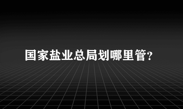 国家盐业总局划哪里管？