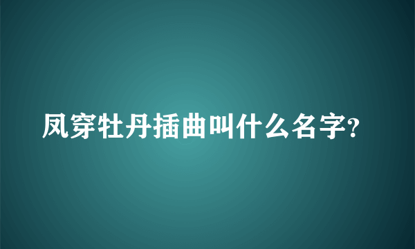 凤穿牡丹插曲叫什么名字？