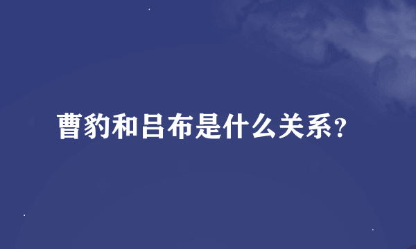 曹豹和吕布是什么关系？