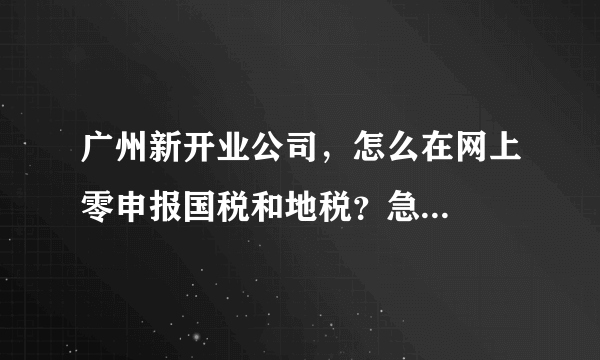 广州新开业公司，怎么在网上零申报国税和地税？急...