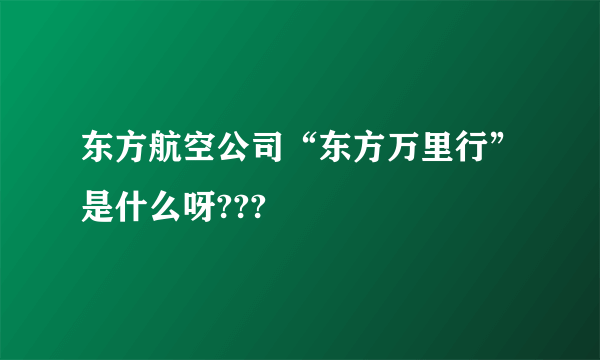 东方航空公司“东方万里行”是什么呀???