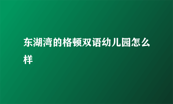 东湖湾的格顿双语幼儿园怎么样