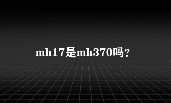 mh17是mh370吗？