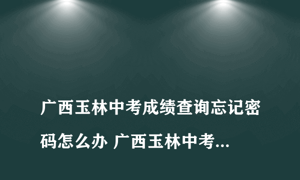 
广西玉林中考成绩查询忘记密码怎么办 广西玉林中考成绩查询忘记密码怎么办

