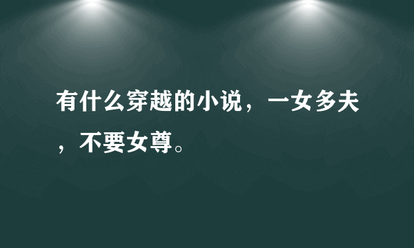 有什么穿越的小说，一女多夫，不要女尊。