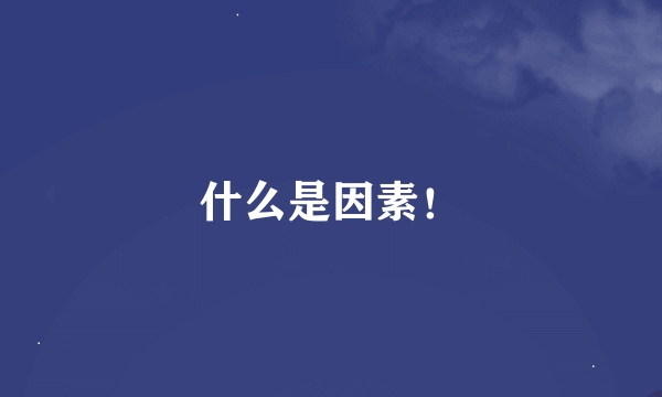 什么是因素！