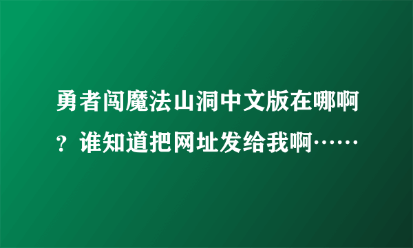 勇者闯魔法山洞中文版在哪啊？谁知道把网址发给我啊……