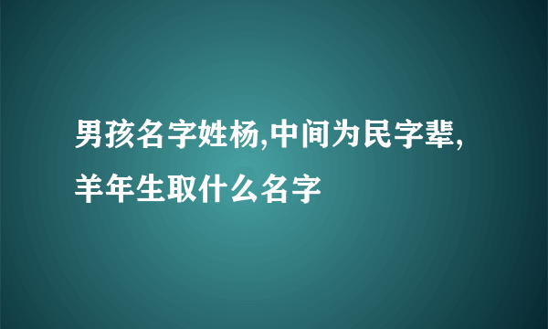 男孩名字姓杨,中间为民字辈,羊年生取什么名字