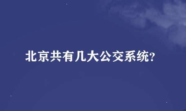 北京共有几大公交系统？