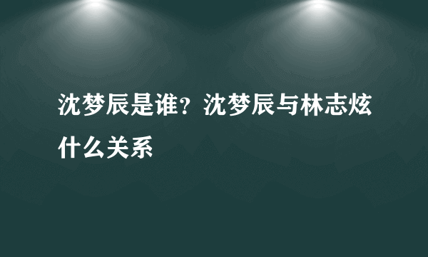 沈梦辰是谁？沈梦辰与林志炫什么关系