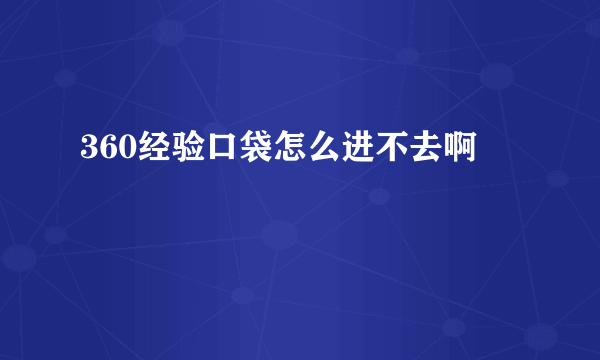 360经验口袋怎么进不去啊