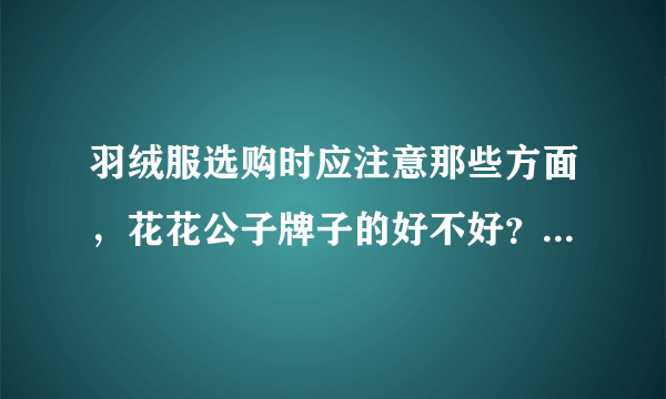 羽绒服选购时应注意那些方面，花花公子牌子的好不好？和波司登比有那些优缺点？