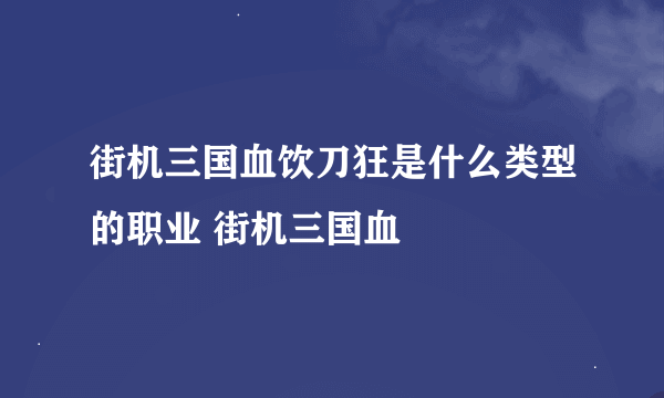 街机三国血饮刀狂是什么类型的职业 街机三国血