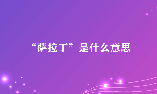 “萨拉丁”是什么意思