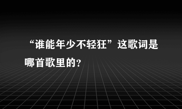 “谁能年少不轻狂”这歌词是哪首歌里的？