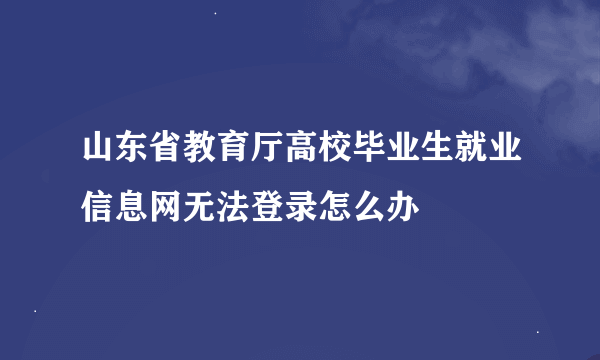 山东省教育厅高校毕业生就业信息网无法登录怎么办