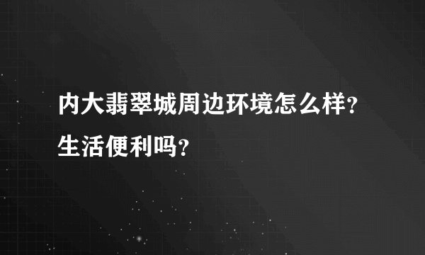 内大翡翠城周边环境怎么样？生活便利吗？