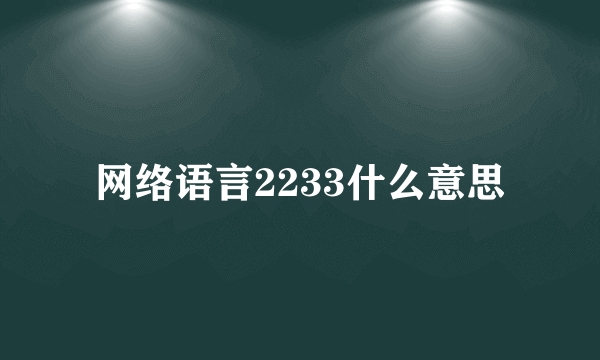 网络语言2233什么意思