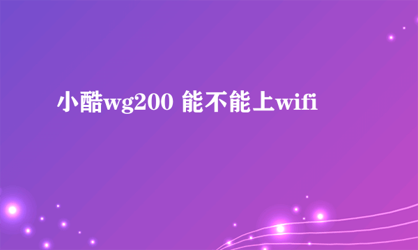 小酷wg200 能不能上wifi