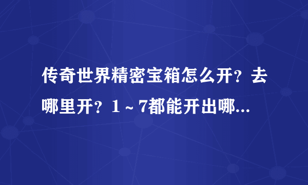 传奇世界精密宝箱怎么开？去哪里开？1～7都能开出哪些东西？